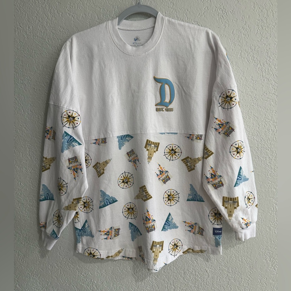 Disneyland Resort Spirit Jersey White Allover Print Long Sleeve Top Size S - Picture 2 of 16
